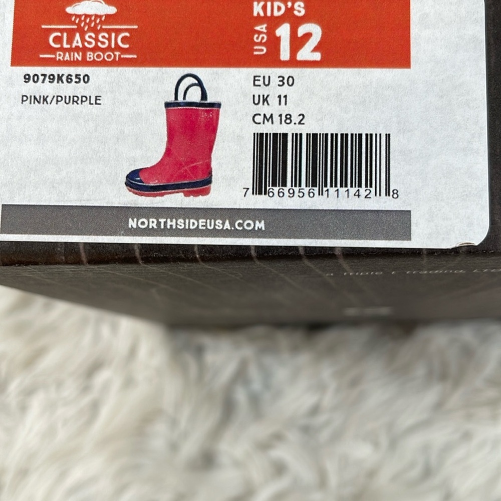 Northside Little Girls' Classic Solid Rainboot Pink / Purple Slip On Size 12 NEW - Picture 16 of 16